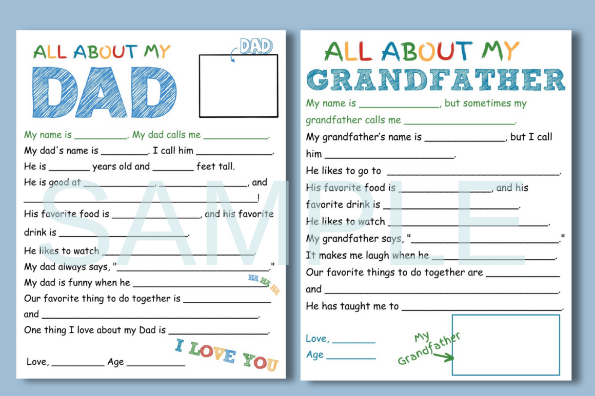Father's Day Survey Printable | All About Dad Questionnaire | Kids' Father's Day Gift | Fun & Heartfelt Activity for Dad & Grandpa