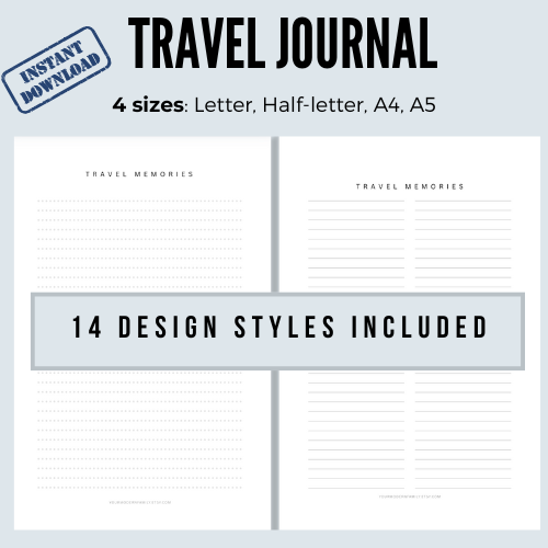 TRAVEL JOURNAL (Instant download & print)